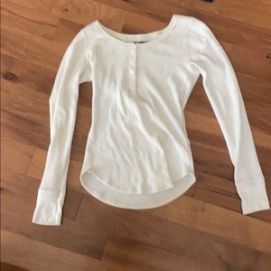 Abercrombie ribbed white sleeve waffle tee